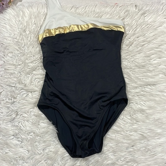 Solid & Striped The Chloe Colorblock Swimsuit One-Shoulder Black Gold XS - Picture 6 of 11